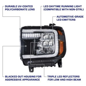 GMC Sierra Headlights - FORM Lighting - LED Reflector - `14-`19